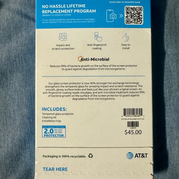 AT&T tempered glass screen protector iPhone 13/13Pro & 14 - Picture 2 of 2